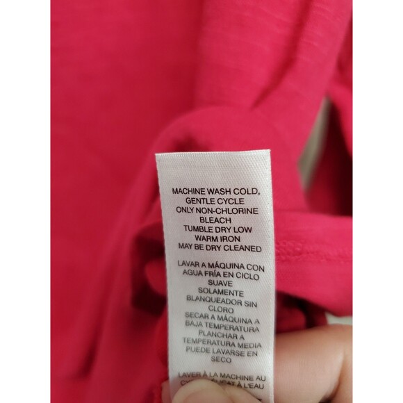 Chico's Red Cotton Embroidered Notch Neck 3/4 Sleeve T-Shirt Size 2 Large - Picture 7 of 8